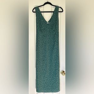 reformation green sleeveless floral maxi dress XL tie back vneck